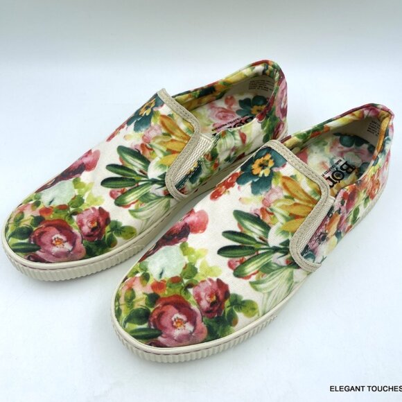 BORN Floral Casual Sneakers Women's Size: 9 M Green multicolor slip on platform - Picture 9 of 9